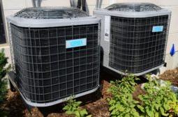 two outside air conditioning units
